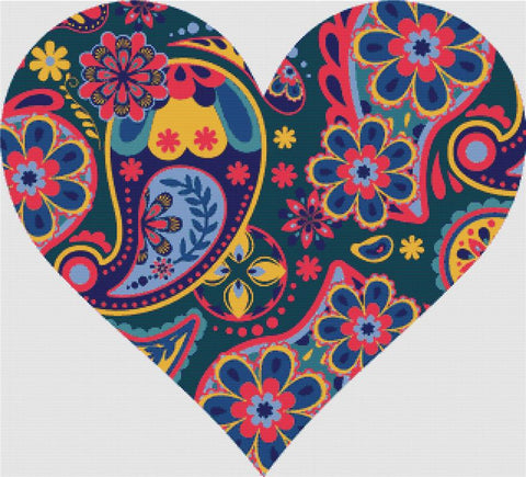 Cute Retro Heart - X Squared Cross Stitch