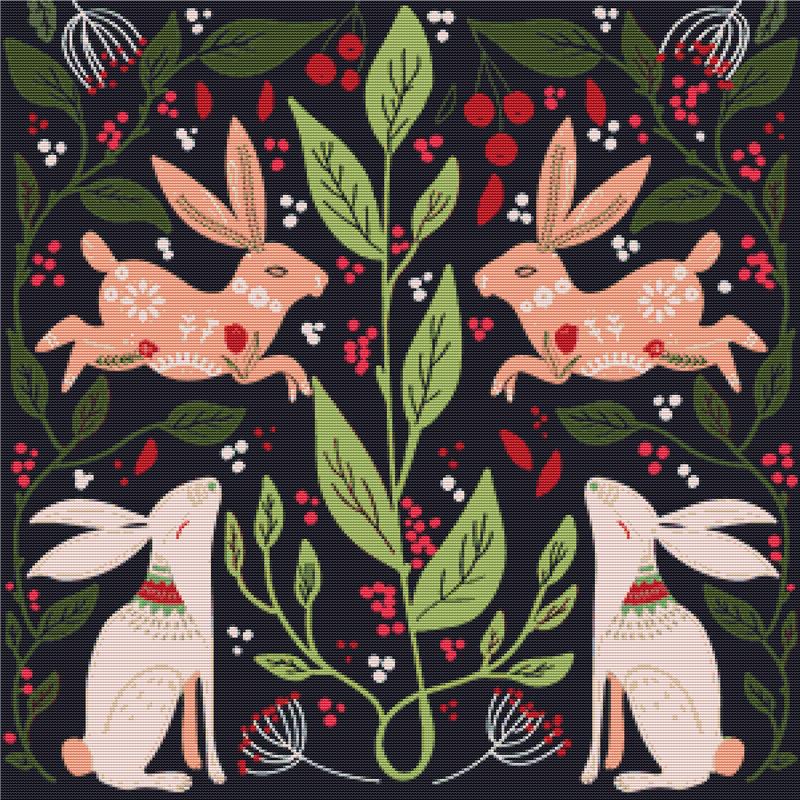 Scandinavian Folk Bunnies - X Squared Cross Stitch