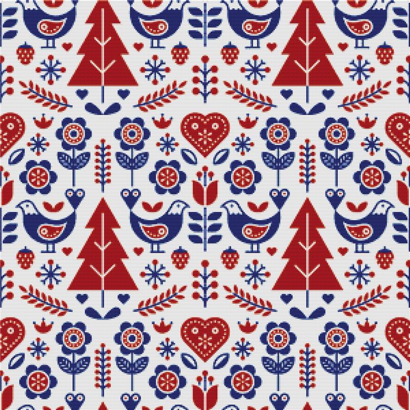 Scandinavian Christmas Tile - X Squared Cross Stitch