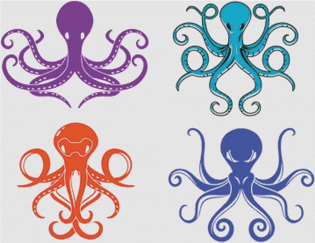 Set Of Octopie - X Squared Cross Stitch