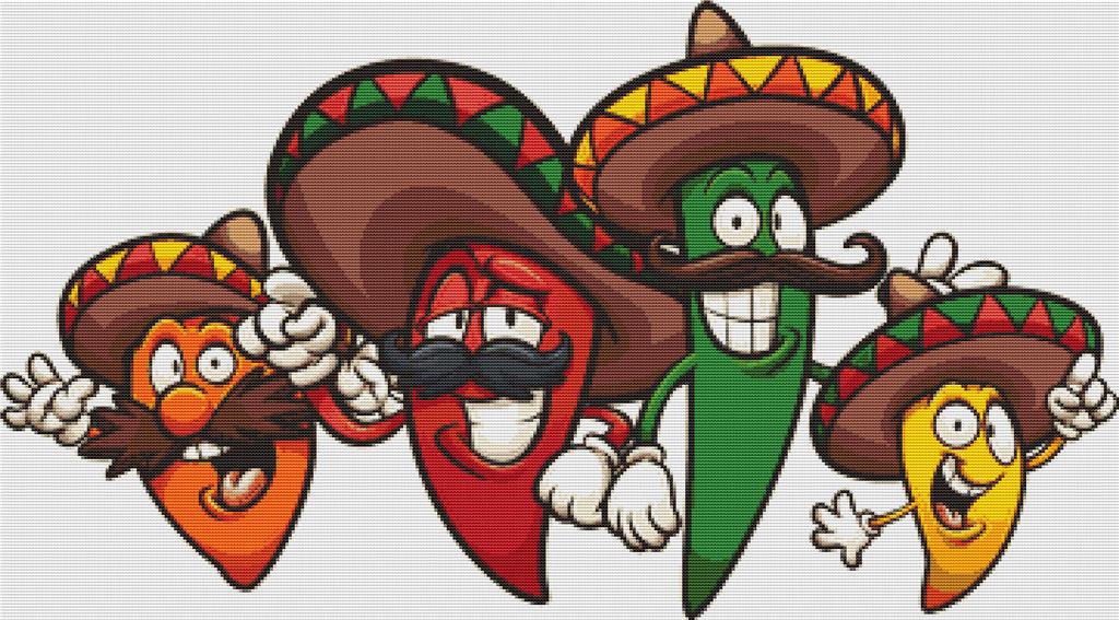 Cartoon Chillies - X Squared Cross Stitch