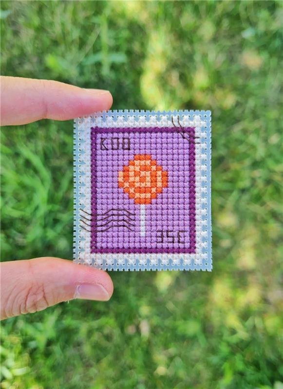 Halloween Candy Postage Stamp - Cute Embroidery by Kate