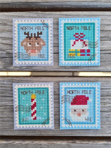 North Pole Postage Stamps - Cute Embroidery by Kate