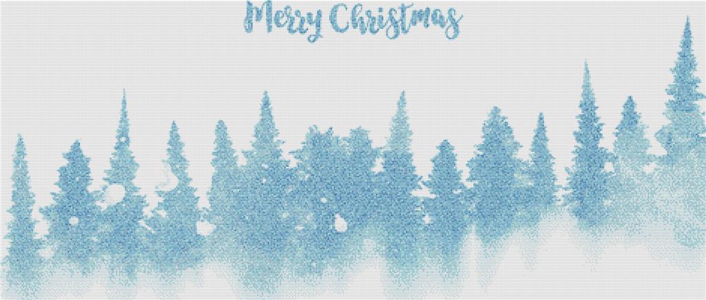 Watercolour Christmas Tree Banner - X Squared Cross Stitch