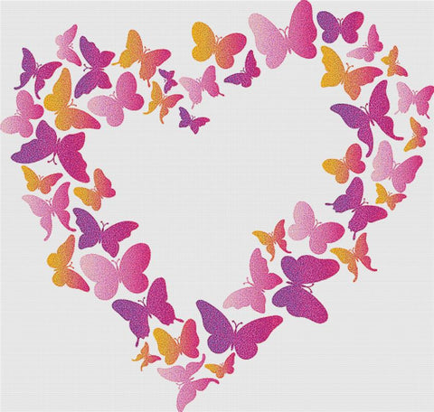 Cartoon Butterfly Heart - X Squared Cross Stitch