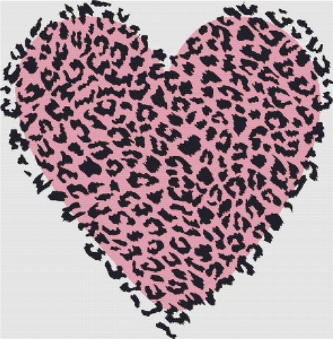 Pink Leopard Heart - X Squared Cross Stitch
