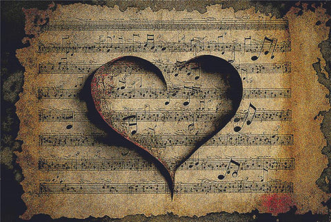 Heart And Music Parchment Paper - X Squared Cross Stitch
