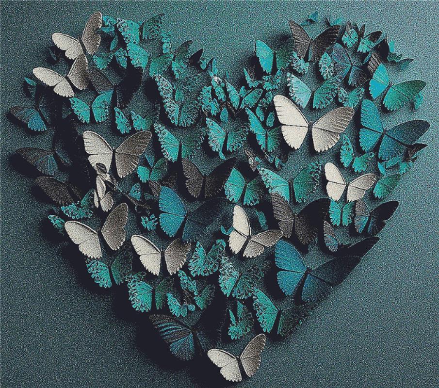 Paper Butterfly Heart - X Squared Cross Stitch