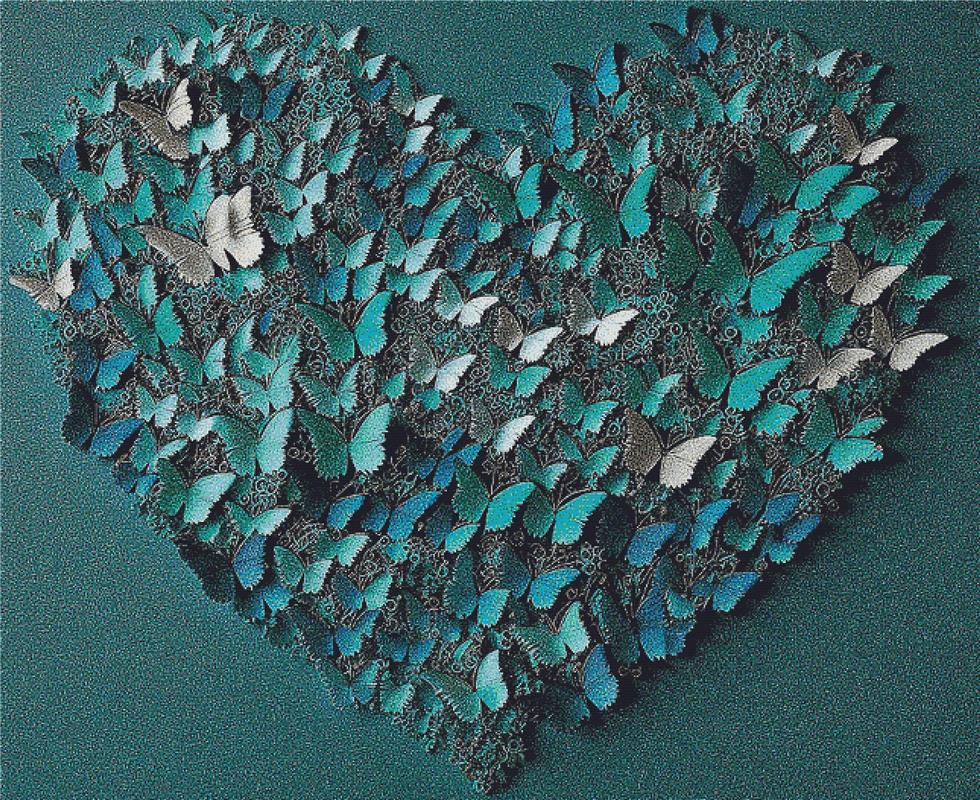 Paper Butterfly Heart I - X Squared Cross Stitch