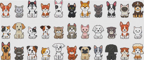 Cartoon Cats And Dogs - X Squared Cross Stitch