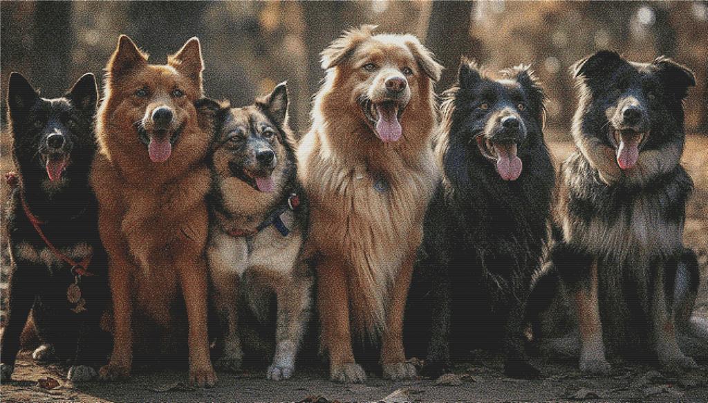 Playful Group Of Purebred Dogs - X Squared Cross Stitch