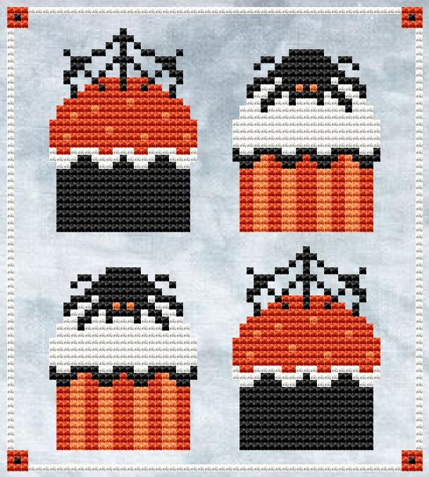 Halloween Cupcakes - Cute Embroidery by Kate