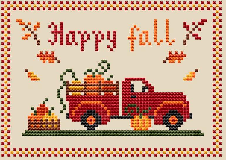 Happy Fall - Cute Embroidery by Kate