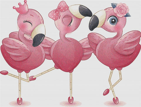 Three Cute Flamingos - X Squared Cross Stitch