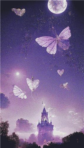 Purple Castle With Butterflies - X Squared Cross Stitch