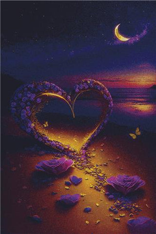 Purple Heart On The Beach - X Squared Cross Stitch