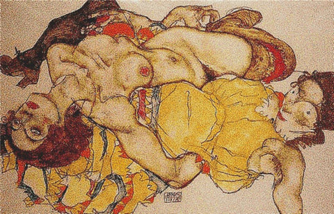 Two Girls Lying Entwined - X Squared Cross Stitch