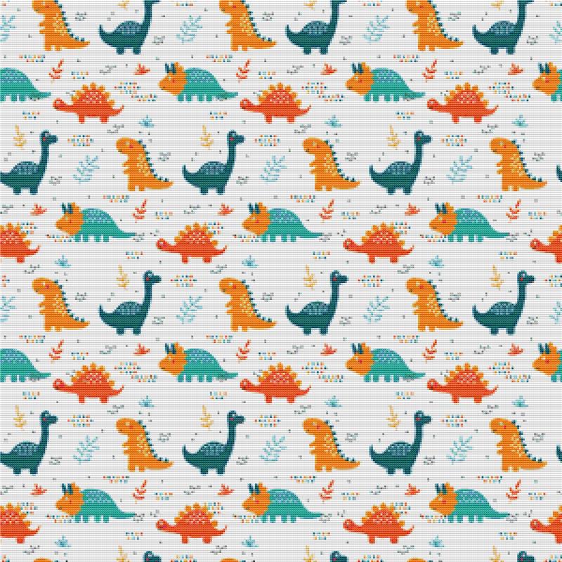 Dinosaur Tile - X Squared Cross Stitch