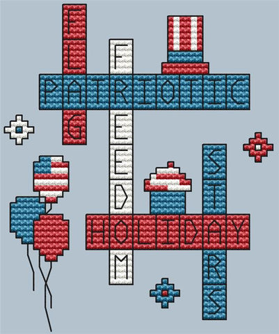 4th Of July Crossword - Cute Embroidery by Kate