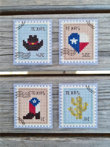 Texas Postage Stamps - Cute Embroidery by Kate