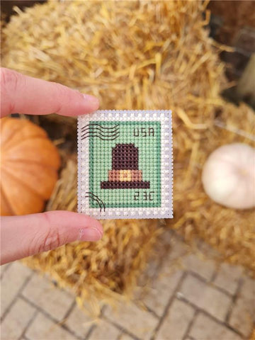 Pilgrim Hat Postage Stamp - Cute Embroidery by Kate