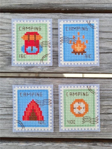 Camping Postage Stamps - Cute Embroidery by Kate