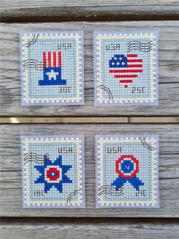 4th Of July Postage Stamps - Cute Embroidery by Kate