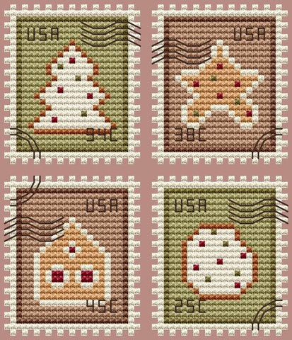 Gingerbread Postage Stamps - Cute Embroidery by Kate