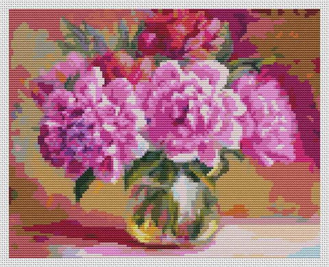 Pink Peonies In A Vase - Art of Stitch, The