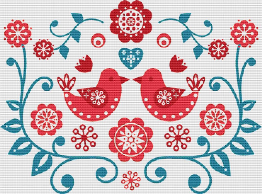 Scandinavian Folk Art - X Squared Cross Stitch