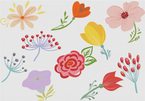 Set Of Flowers - X Squared Cross Stitch