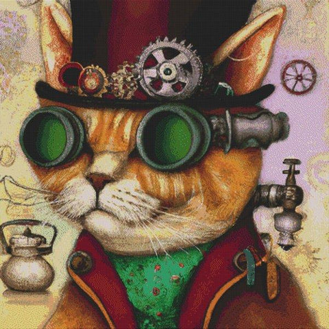 Steampunk Cat - White Willow Stitching