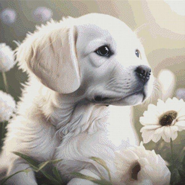 White Lab Puppy - White Willow Stitching