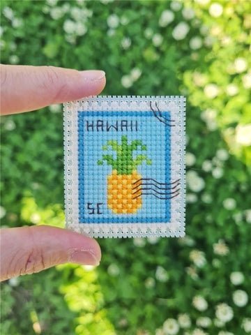 Pineapple Postage Stamp - Cute Embroidery by Kate