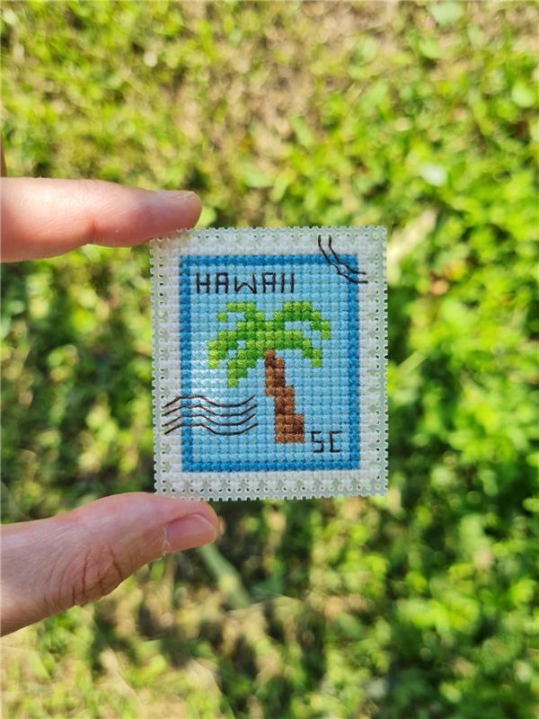 Palm Postage Stamp - Cute Embroidery by Kate