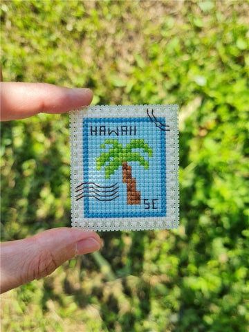 Palm Postage Stamp - Cute Embroidery by Kate