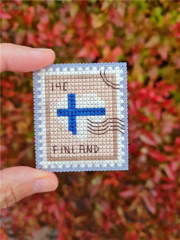 Finland Postage Stamp - Cute Embroidery by Kate