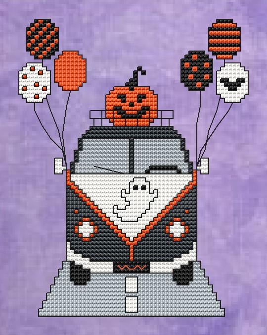 Halloween Bus - Cute Embroidery by Kate