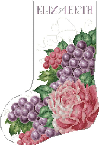 Rose And Grapes Christmas Stocking - Kitty & Me Designs