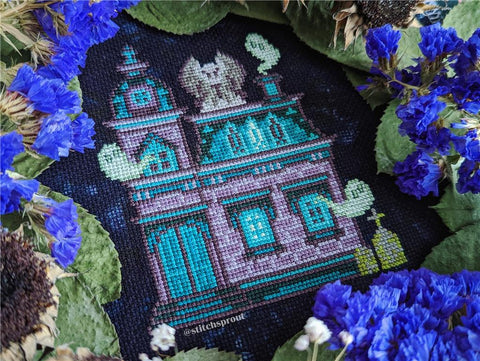 Haunted Gargoyle Mansion - StitchSprout Cross Stitch
