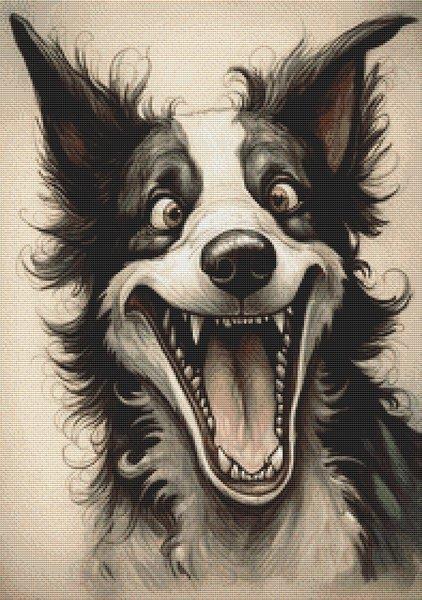 Crazy Border Collie - White Willow Stitching