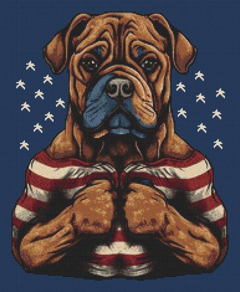 Patriotic Bulldog - White Willow Stitching