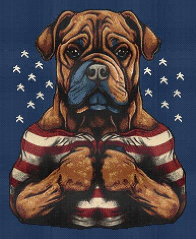 Patriotic Bulldog - White Willow Stitching