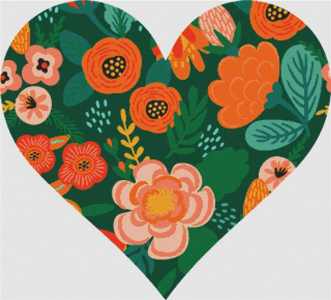 Folk Floral Heart - X Squared Cross Stitch