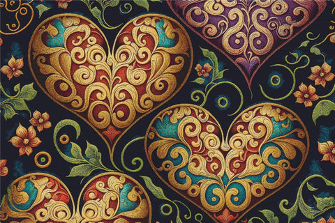 Colourful Carved Hearts - X Squared Cross Stitch
