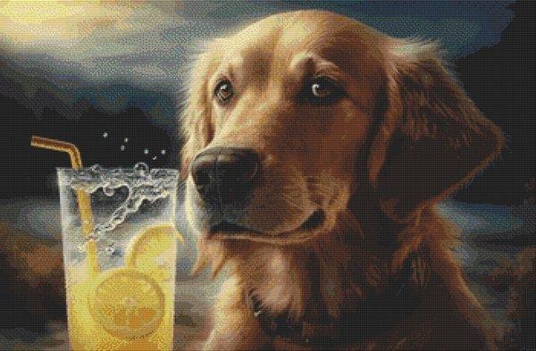 Thirsty Golden Retriever - White Willow Stitching