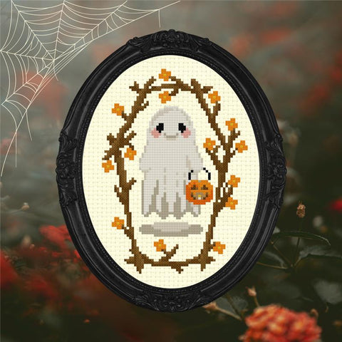Trick Or Treat Ghost - StitchSprout Cross Stitch