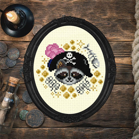 Pirate Racoon - StitchSprout Cross Stitch