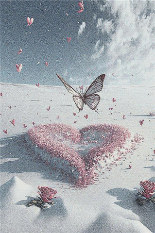 Pink Heart In The Snow - X Squared Cross Stitch