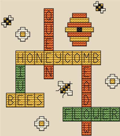 Bee Crossword - Cute Embroidery by Kate